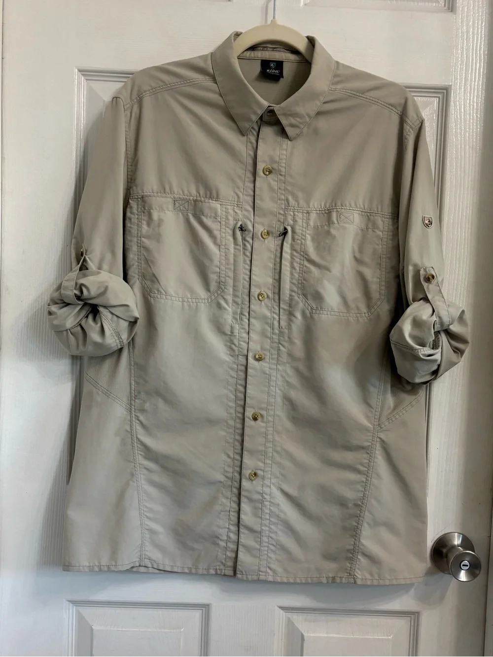 Kuhl Men's Lightweight Button-Front Utility Shirt Light Beige Large Outdoor